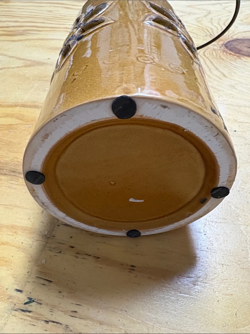 Decorative Ceramic Lantern in Honey Brown with Metal Handle